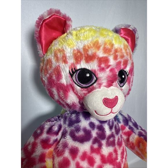 Build-A-Bear Lisa Frank Rainbow Spotted Leopard 17'' Heart Nose Embroidered Eyes - Picture 2 of 9